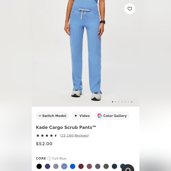 Figs Women's V-Neck Scrub Top/Pant Set in Ceil Blue - Picture 13 of 15